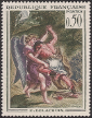 Timbres de France - 1963 - Yvert et Tellier n°1376 - Eugène Delacroix - « La lutte de Jacob avec l’ange »