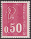 Timbres de France - 1971 - Yvert et Tellier n°1664C - Marianne de Béquet - 50c rouge avec bandes phosphorescentes